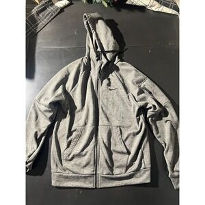 Nike Therma-FIT Hoodie Mens Medium Gray Full Zip Fleece Jacket Sweatshirt M